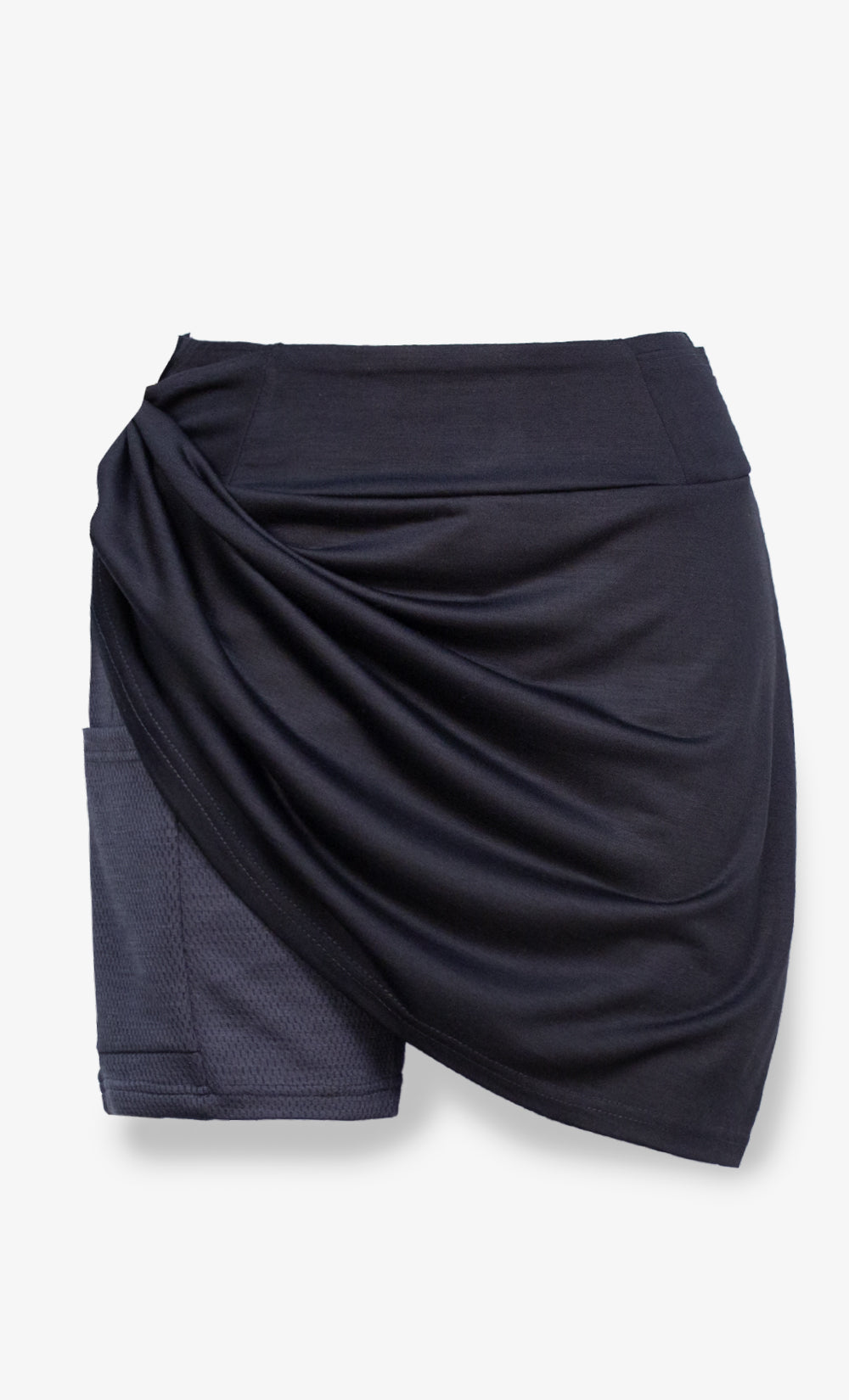Black Merino Wool Skirt Shorts - Cargo