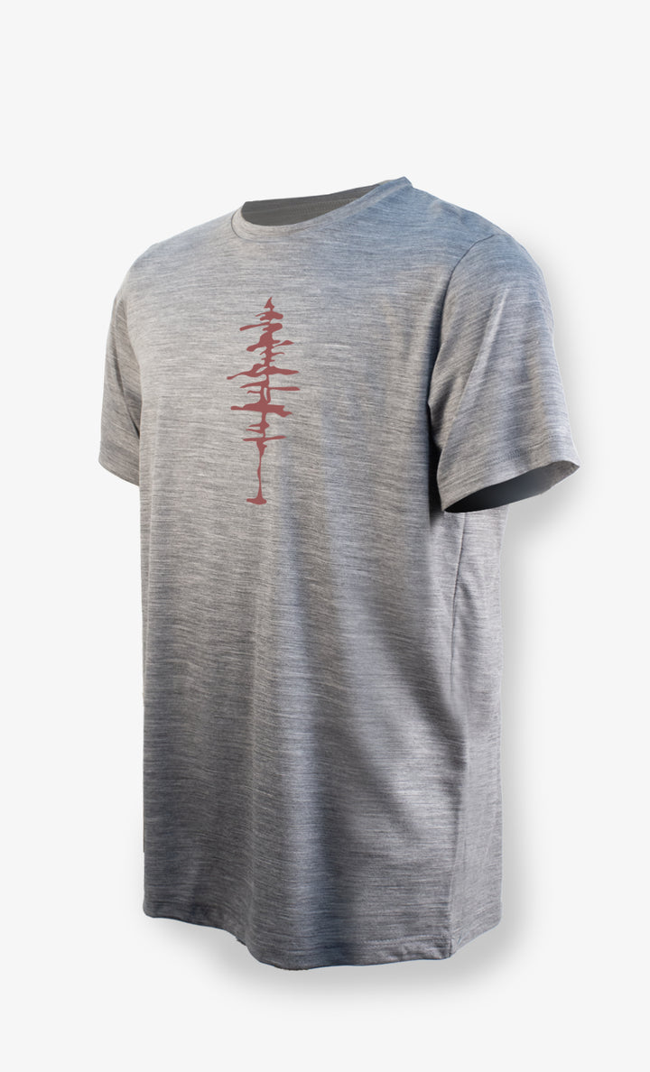 T-Shirt Mérinos Homme Gris chiné Ultra Léger - Arbre Fluide