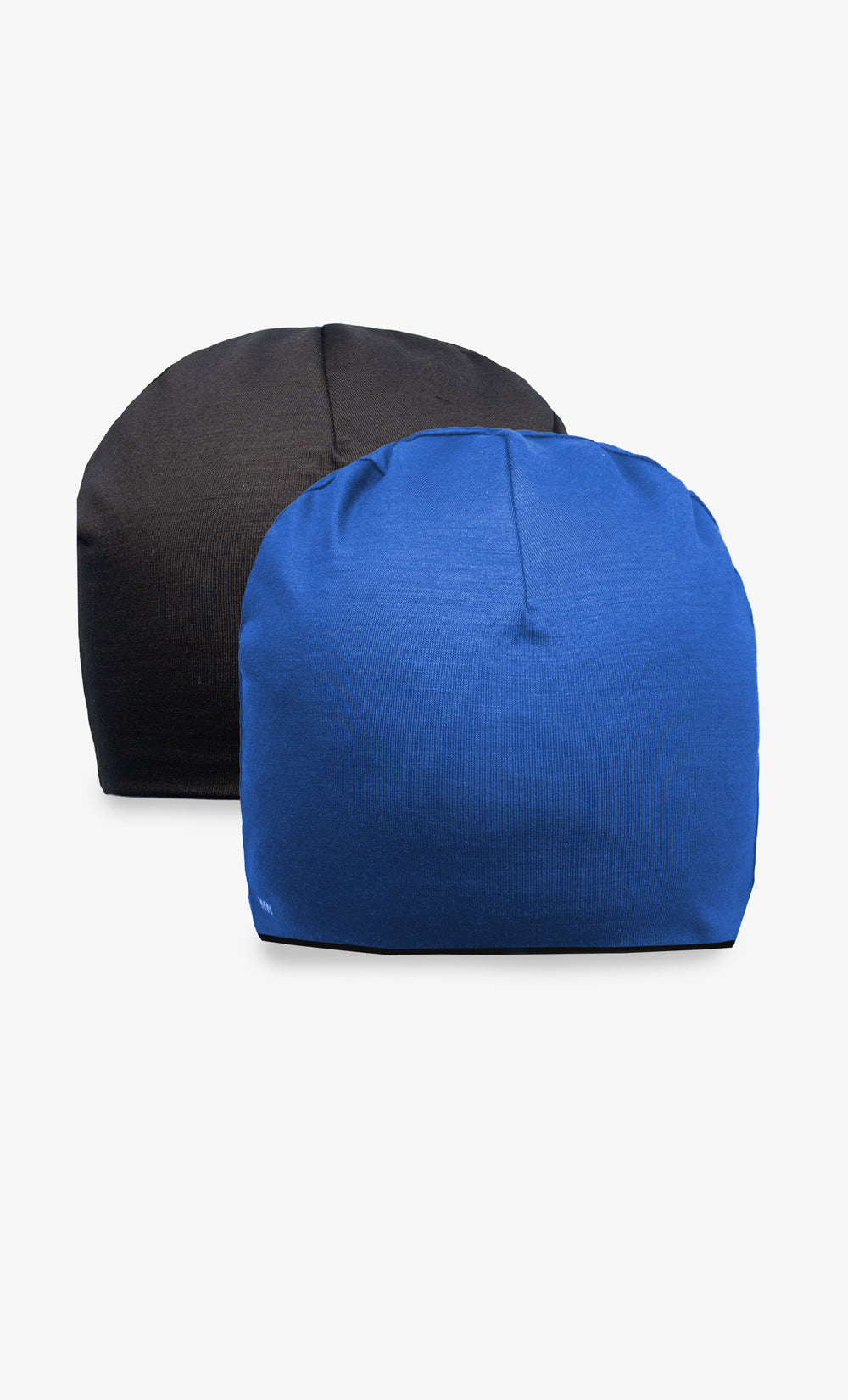 Tuque en laine mérinos réversible bleu royal et noir