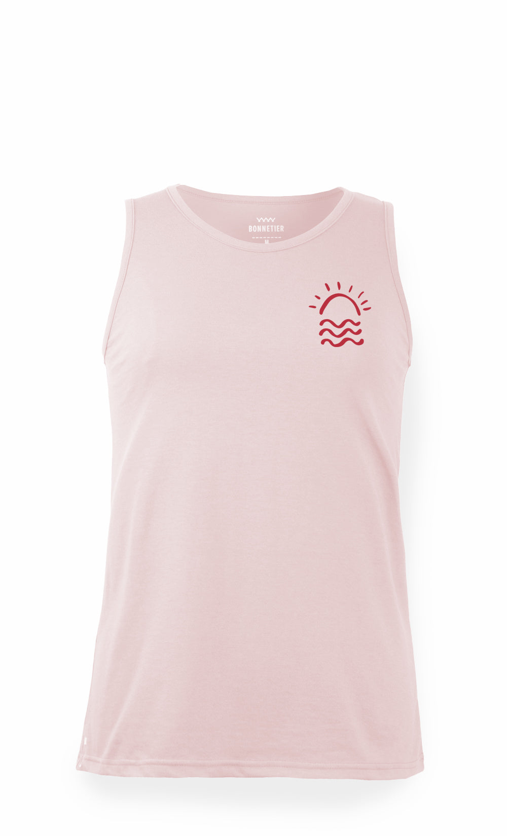 Camisole blanc-rose en coton bio et polyester recyclé BONNETIER avec impression écologique